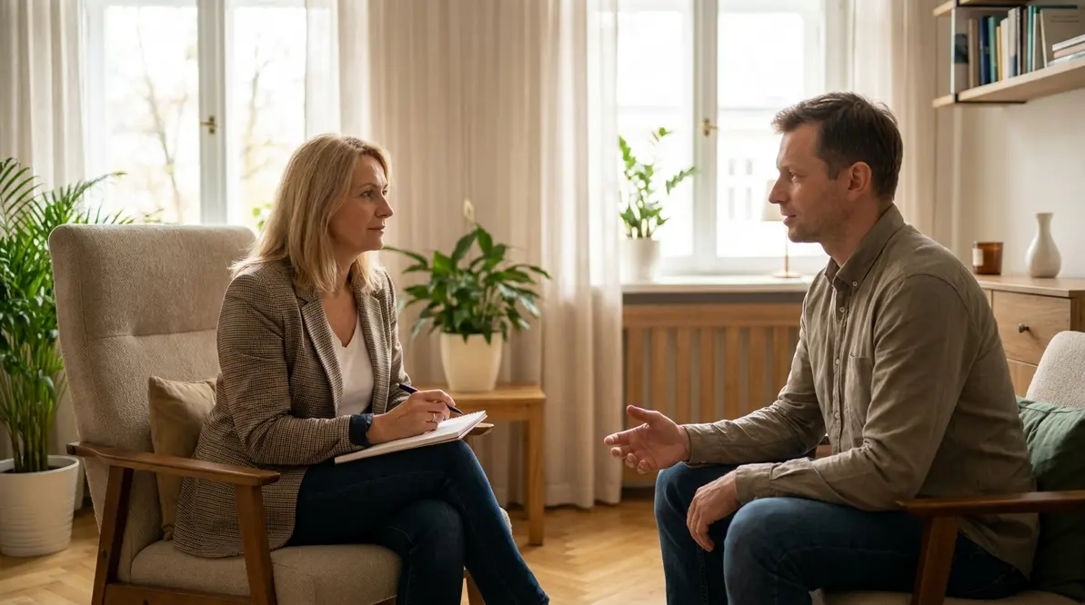 Psycholog w centrum medycznym omawia z kierowcą, kiedy wymagane są badania psychologiczne w Białymstoku