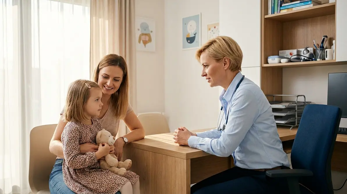 Gastroenterolog dziecięcy w Białymstoku podczas konsultacji i diagnostyki dolegliwości przewodu pokarmowego u dziecka