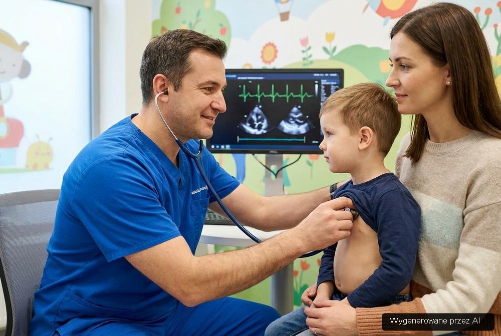 Kardiolog dziecięcy podczas konsultacji w centrum medycznym dla dzieci
