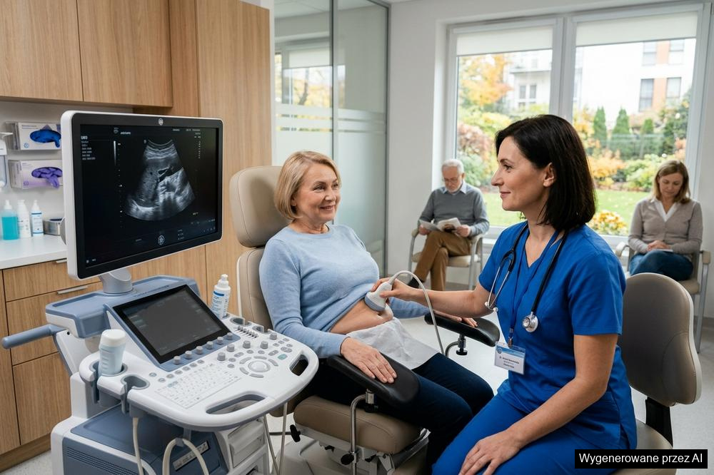 Lekarz wykonujący badanie USG pacjentowi w gabinecie diagnostycznym